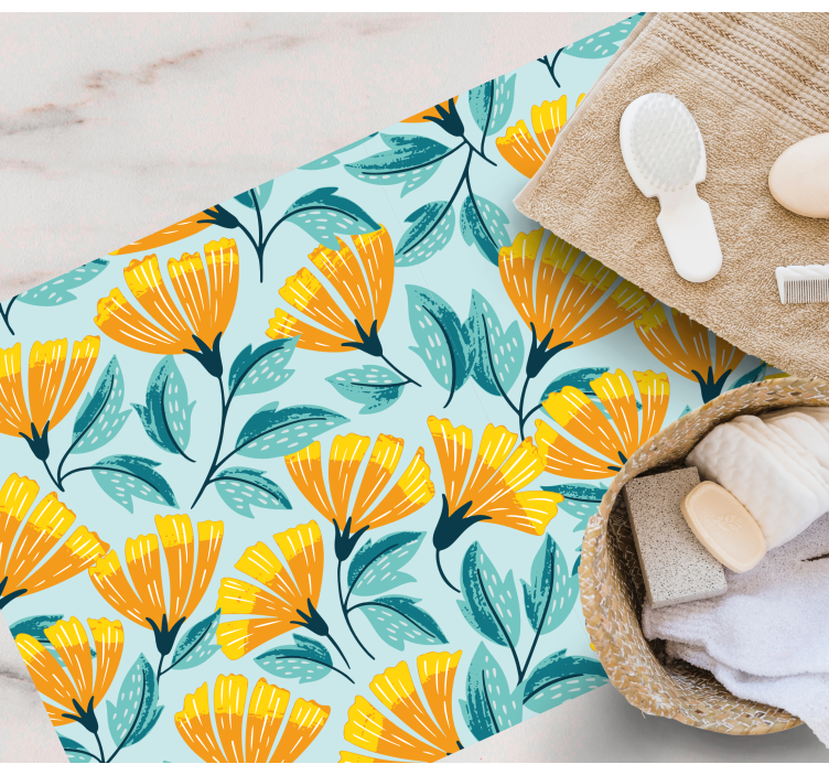 Alfombra vinílica flores Patrón de flor amarilla - TenVinilo