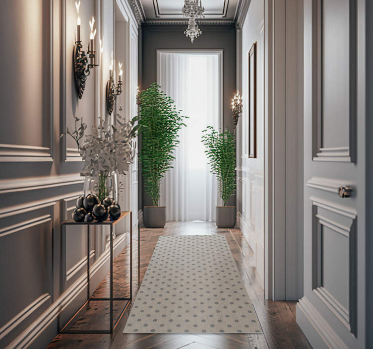 Alfombra vinilo pasillo azulejos florales - TenVinilo