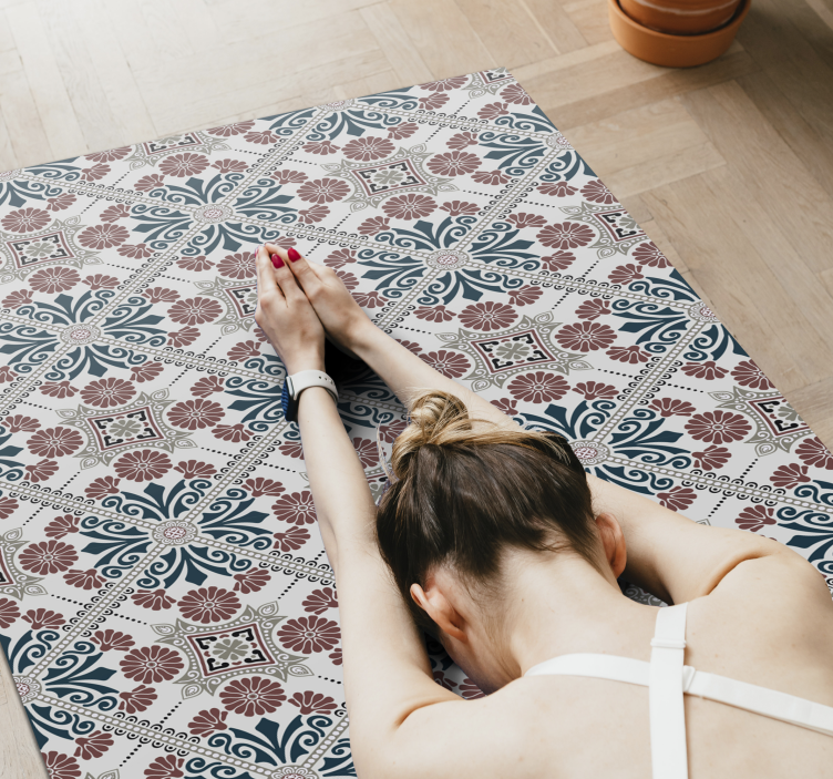 Alfombras vinílica hidráulica mosaico étnico - TenVinilo