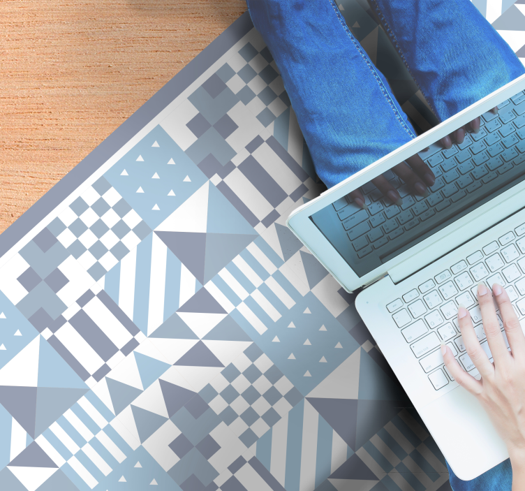 Alfombra vinílica hidráulica Patrón geométrico azul - TenVinilo