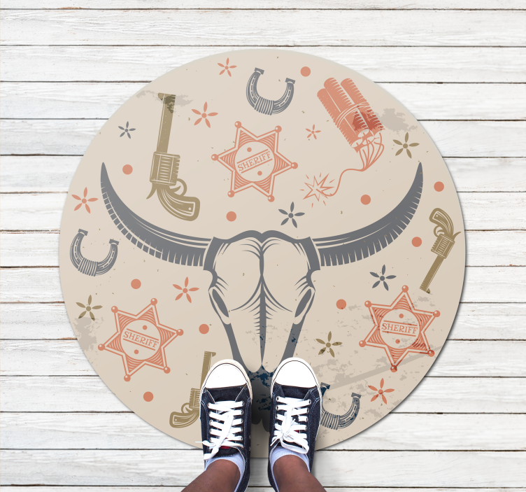 Alfombra vinílica infantil beige patrón vaquero - TenVinilo