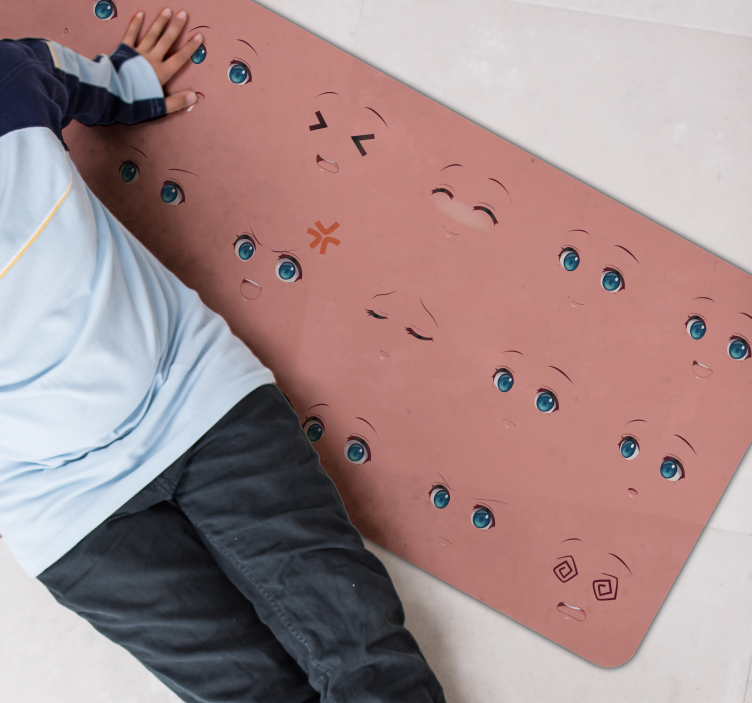 Alfombra vinílica infantil caras de anime - TenVinilo