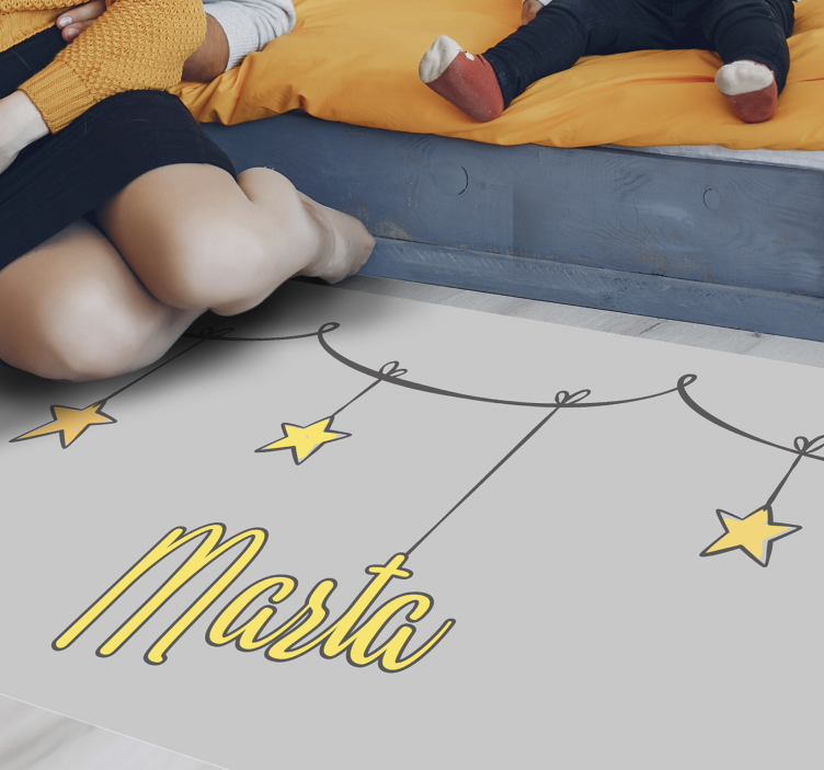 Alfombra vinílica infantil estrellas con nombre - TenVinilo