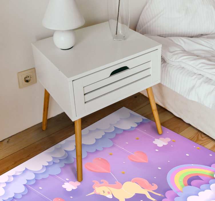 Alfombra vinílica infantil unicornio en nubes - TenVinilo