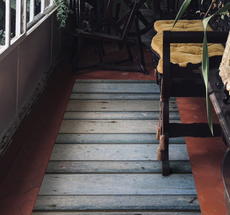Alfombra vinílica madera tablones azulados - TenVinilo