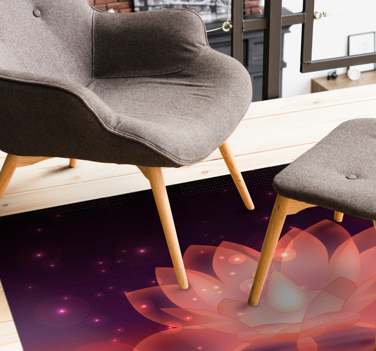 Alfombra vinílica dormitorio flor loto brillante morada - TenVinilo