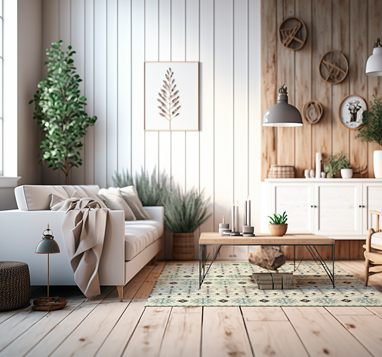 Alfombra vinilo salón nórdica diseño tradicional - TenVinilo