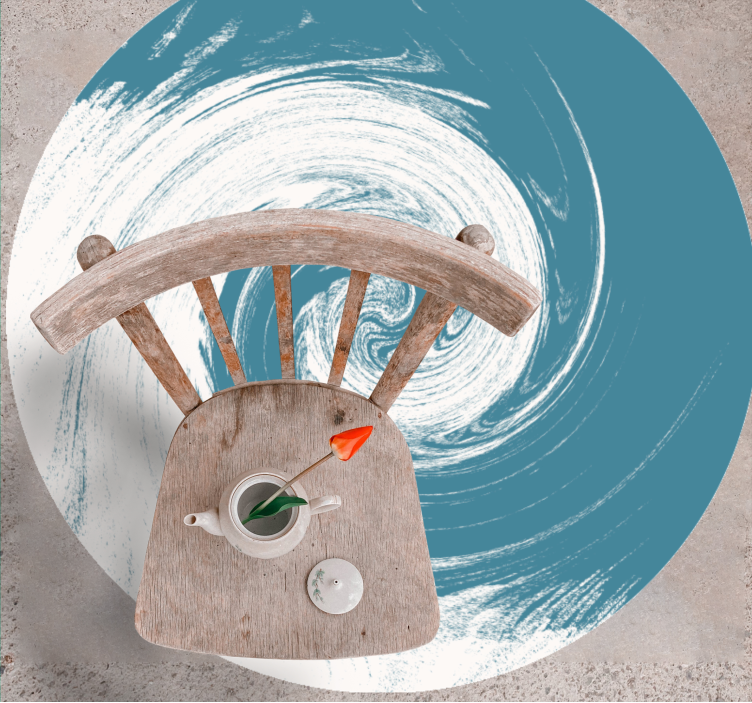 Alfombra vinílica redonda abstracto azul arremolinado - TenVinilo