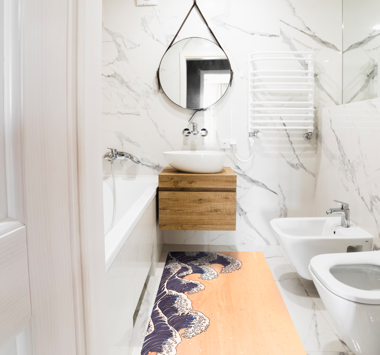 Alfombra vinílica vintage ola tradicional japonesa - TenVinilo