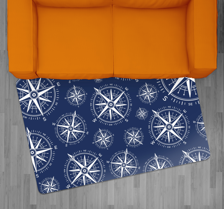 Alfombra vinílica vintage patrón brújulas - TenVinilo