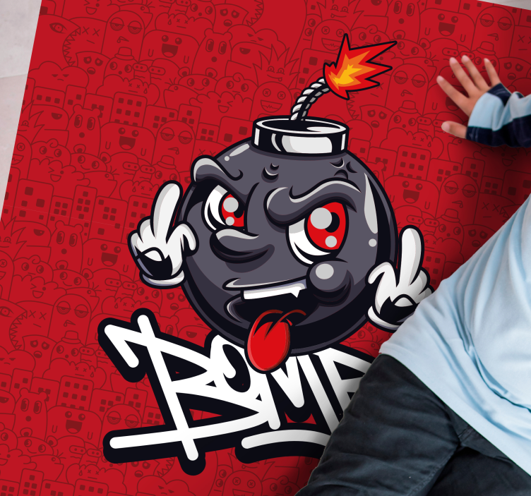 Alfombras vinílicas modernas Botín bebé bomba graffiti dibujos an - TenVinilo