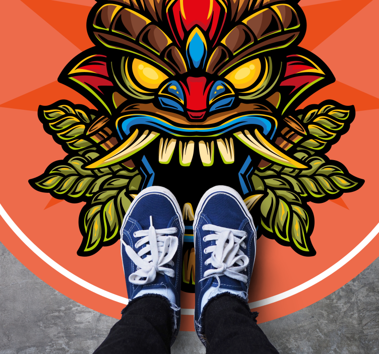 Alfombras vinílicas modernas Fuego tiki máscara dibujos animados  - TenVinilo