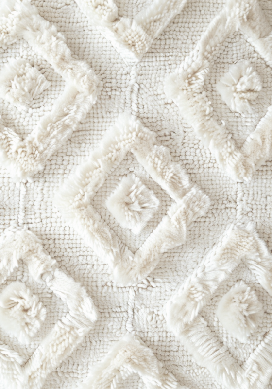 Alfombra vinílica blanca patrón de diamante - TenVinilo