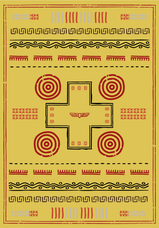 Alfombra vinílica amarilla diseño étnico - TenVinilo