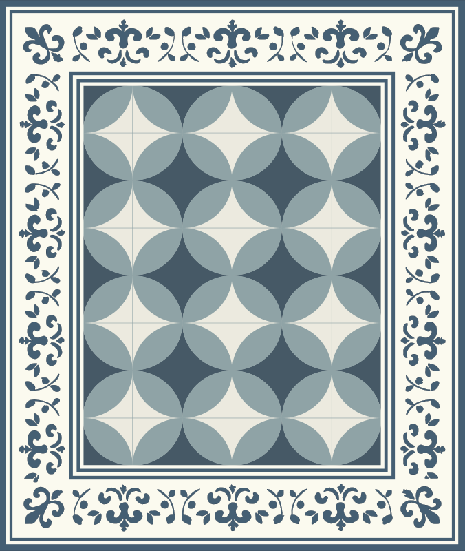 Alfombra vinílica hidráulica motivo azul y blanco - TenVinilo