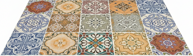Alfombra vinílica cocina mosaico mediterráneo ecléctico - TenVinilo