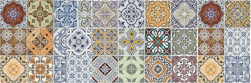 Alfombra vinílica cocina patchwork mediterráneo ecléctico - TenVinilo