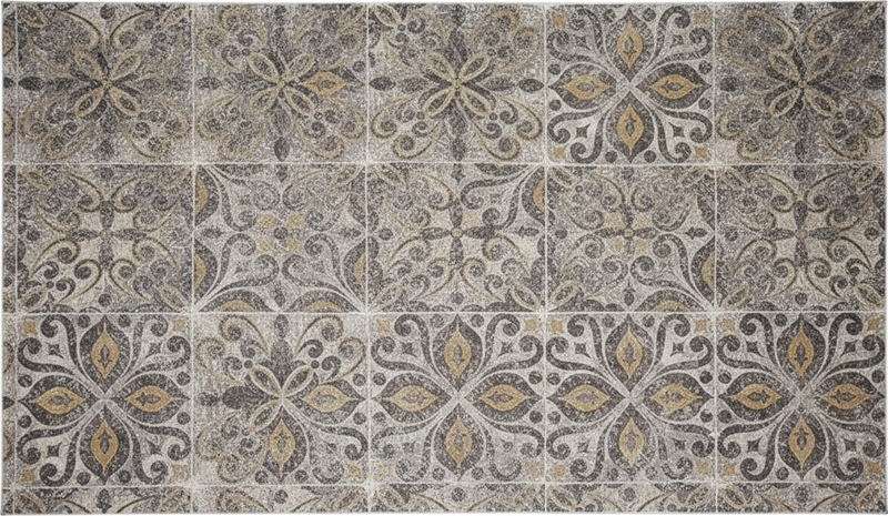 Alfombra vinílica cocina arabesco ornamental carbón - TenVinilo