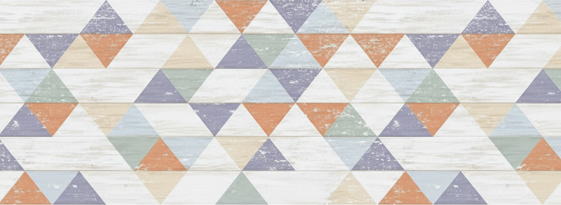 Alfombra vinílica cocina triángulos de madera pastel - TenVinilo