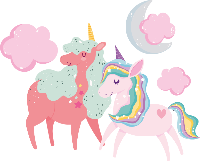 Alfombra vinílica animales unicornio pequeño con yegua - TenVinilo