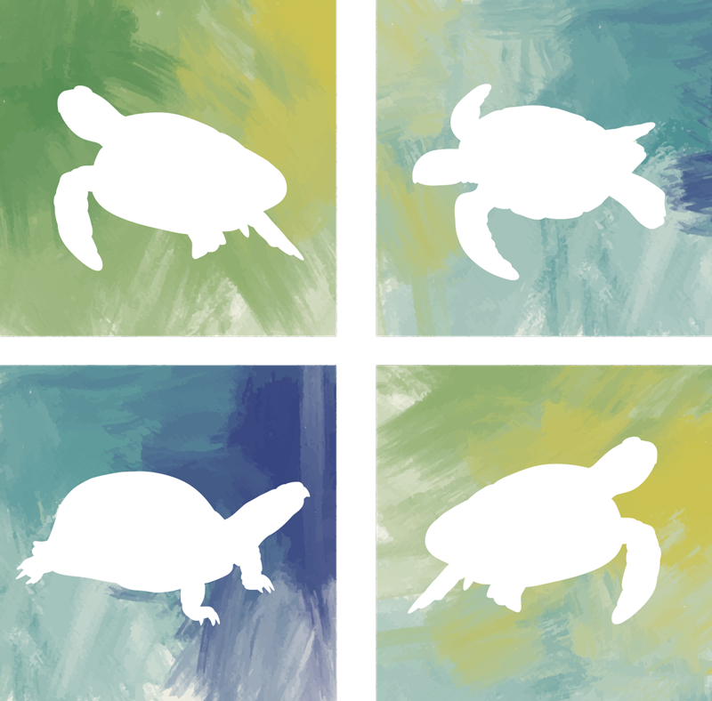 Alfombra vinílica animales mosaico de tortugas coloridas - TenVinilo