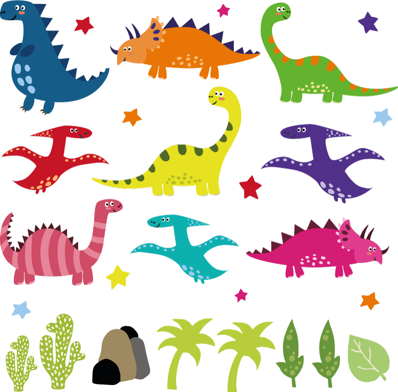 Alfombra vinílica animales set de dinosaurios coloridos - TenVinilo