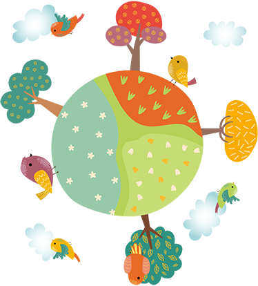 Alfombra vinílica animales círculo blanco primavera - TenVinilo