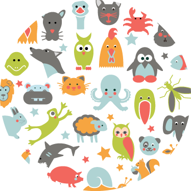 Alfombra vinílica animales en círculo - TenVinilo