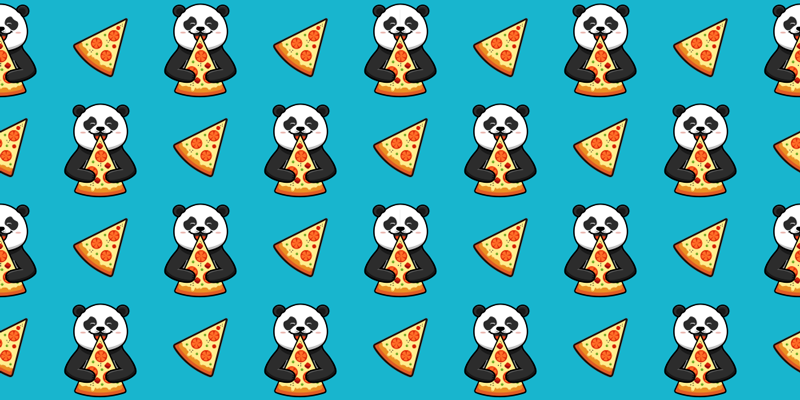 Alfombra vinílica animales panda comiendo pizza - TenVinilo