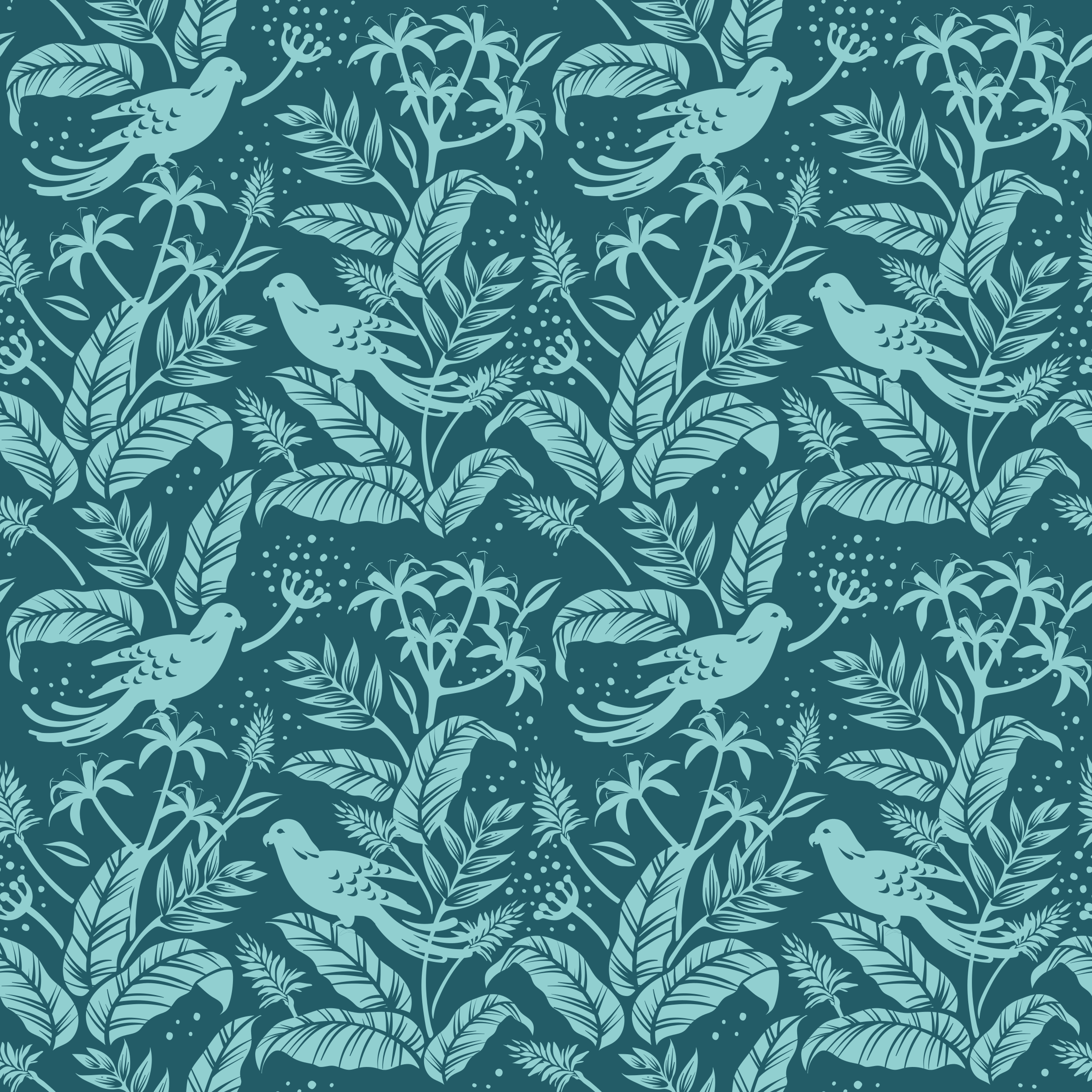 Alfombra vinílica animales pájaros voladores turquesa - TenVinilo