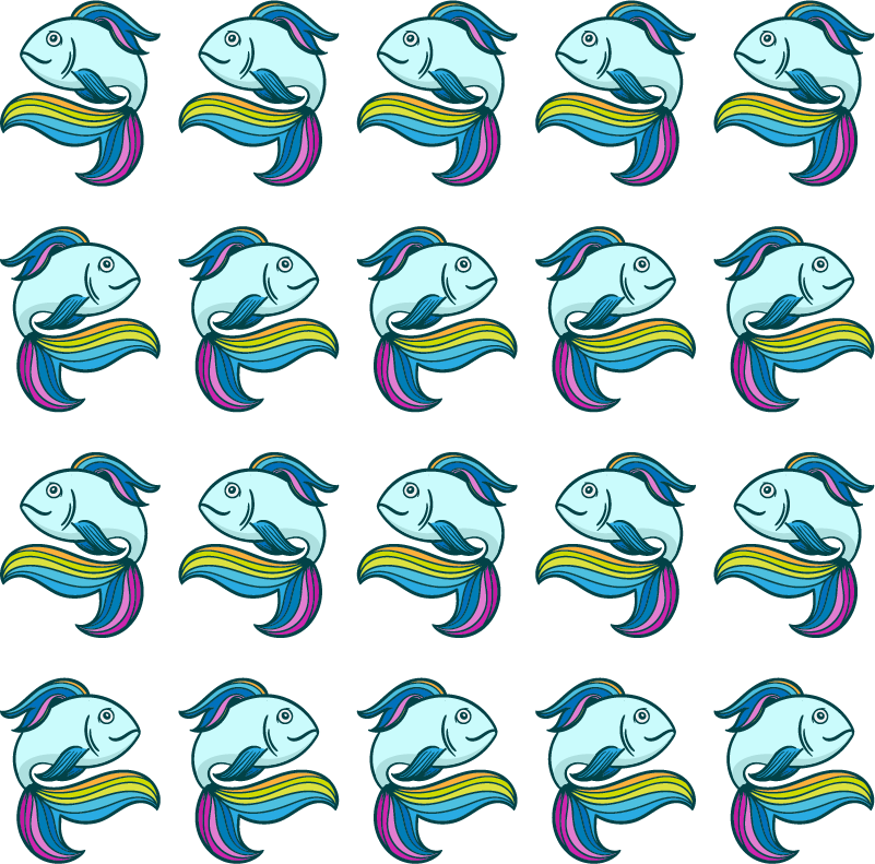 Alfombra vinílica animales pez neón azul - TenVinilo