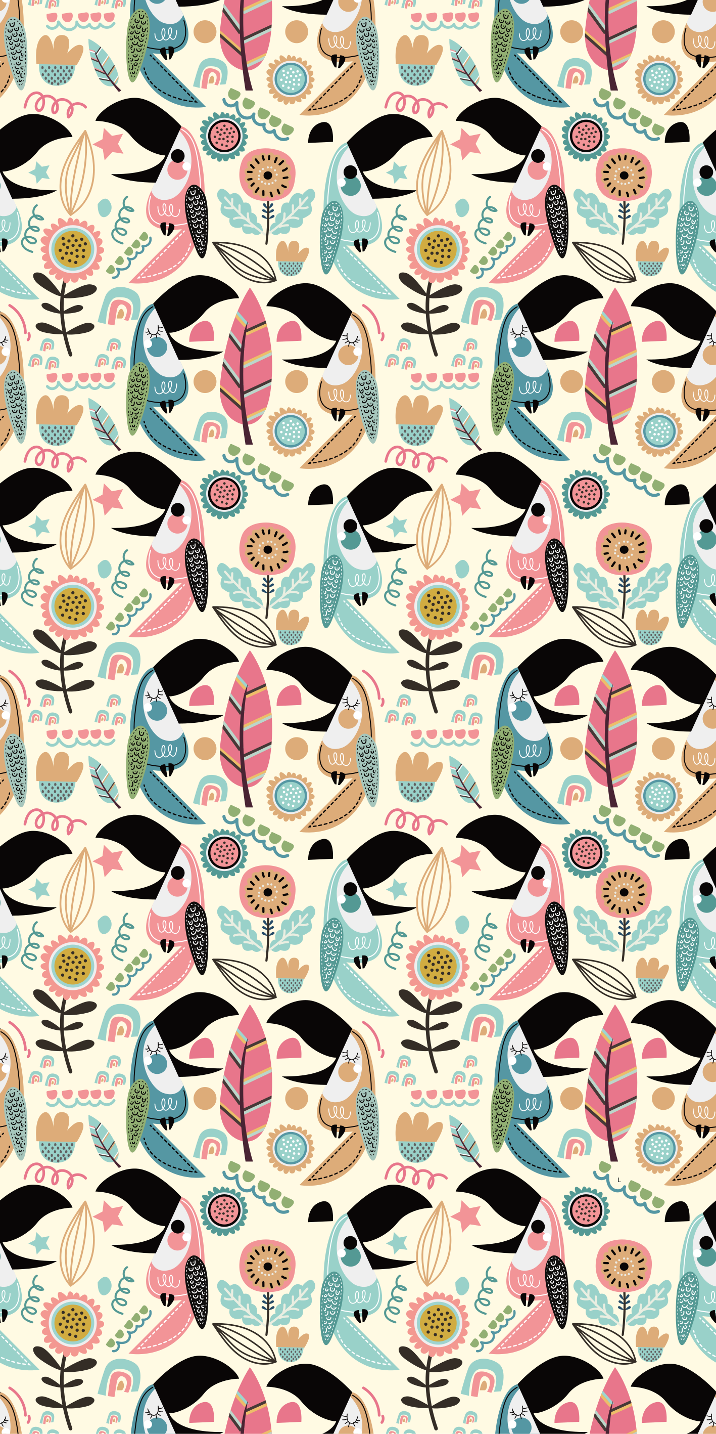 Alfombra vinílica animales hojas pasteles nórdicas - TenVinilo