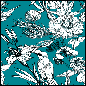 Alfombra vinílica animales patrón elegante de aves blancas - TenVinilo