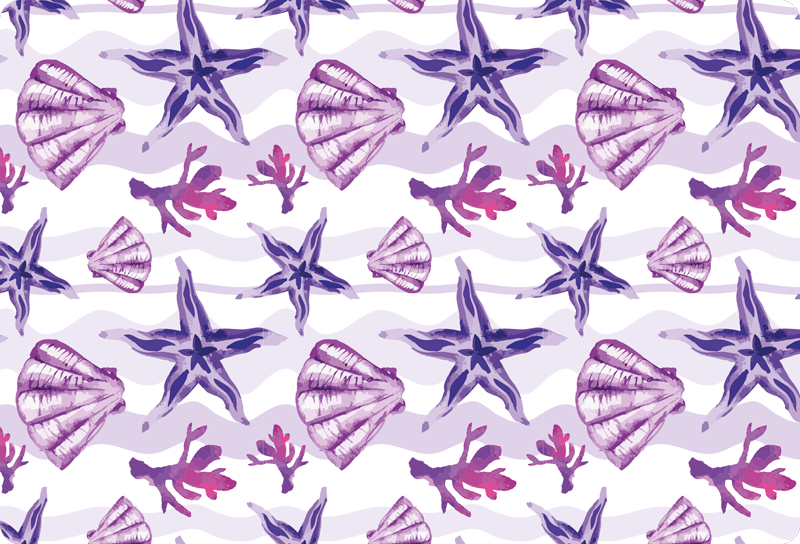 Alfombra vinílica animales con concha y estrella de mar - TenVinilo