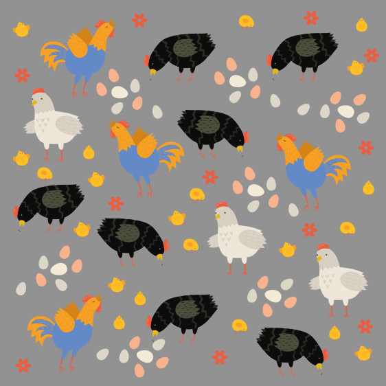 Alfombra vinílica animales gallinas en el corral - TenVinilo