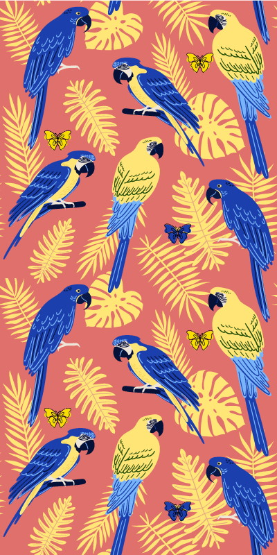 Alfombra vinílica animales loros y mariposas - TenVinilo