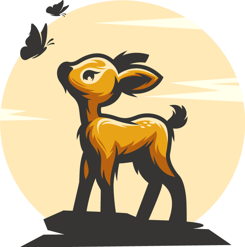 Alfombra vinílica animales ciervo y mariposas - TenVinilo