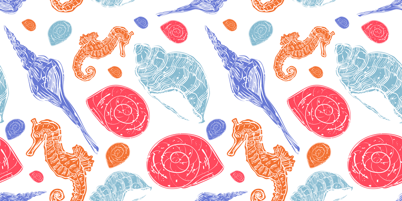 Alfombra vinílica animales criaturas marinas coloridas - TenVinilo