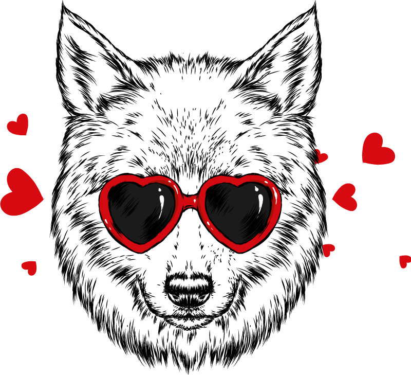 Alfombra vinílica animales emblema lobo juguetón - TenVinilo