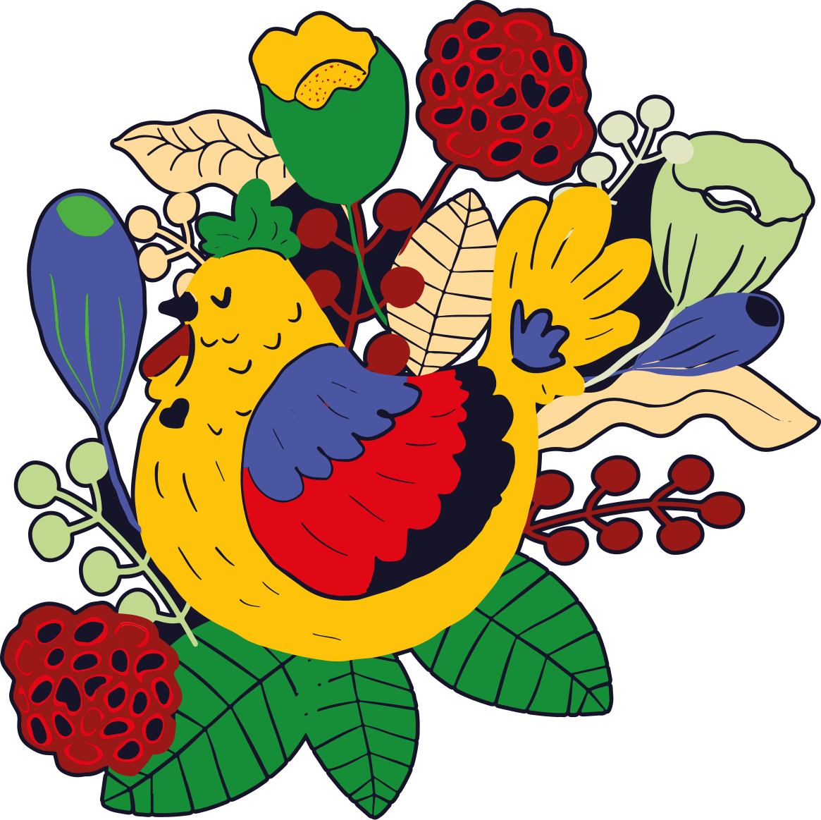 Alfombra vinílica animales pájaro colorido floral - TenVinilo