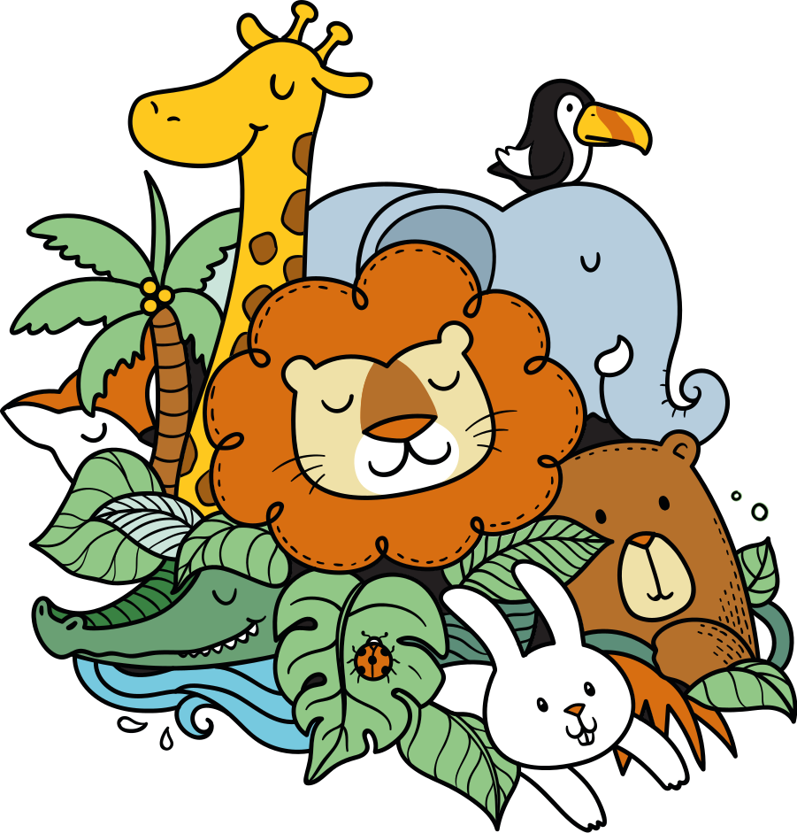 Alfombra vinílica animales escena juguetona - TenVinilo