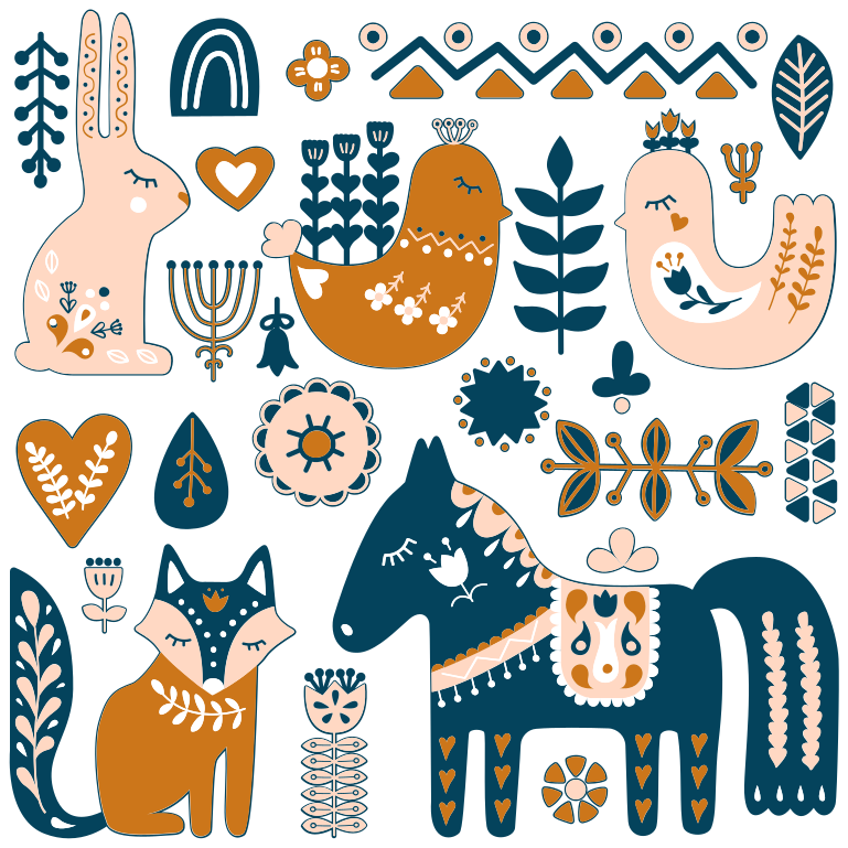Alfombra vinílica animales ilustraciones coloridas - TenVinilo