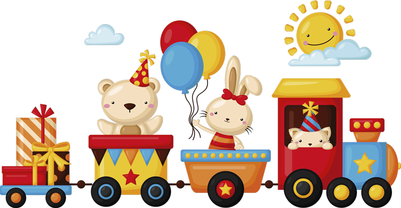 Alfombra vinílica animales tren de animales - TenVinilo