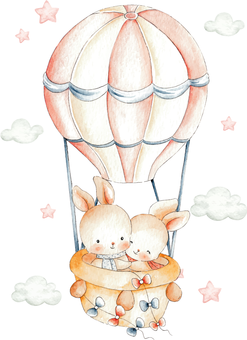 Alfombra vinílica animales con conejitos en globos - TenVinilo