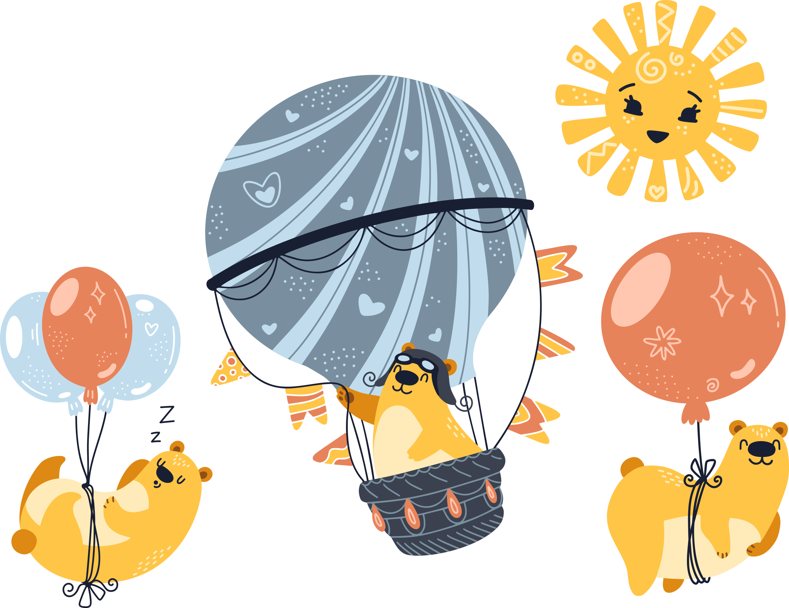 Alfombra vinílica animales colgando de globos - TenVinilo