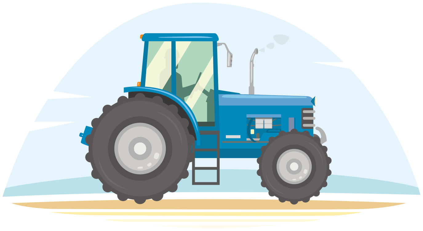 Alfombra vinílica animales ilustración tractor azul - TenVinilo