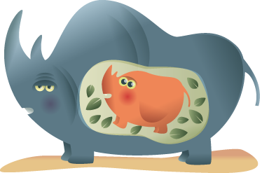 Alfombra vinílica animales madre rinoceronte embarazada - TenVinilo