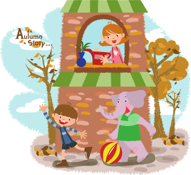 Alfombra vinílica animales elefante y niños jugando - TenVinilo