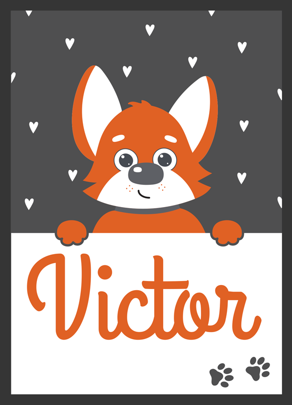 Alfombra vinílica animales cartel de perro con nombre - TenVinilo