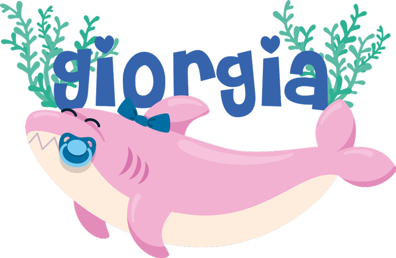 Alfombra vinílica animales tiburón bebé con nombre niña - TenVinilo